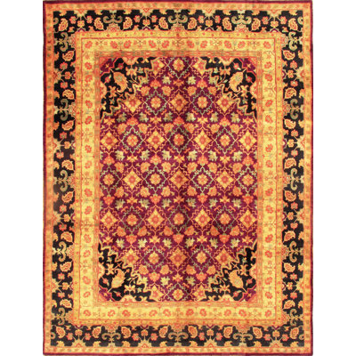 Tapis mauve / noir en laine noué à la main Paconcek