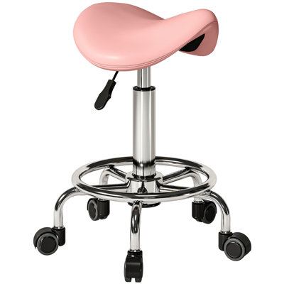 HOMCOM Saddle Chair Rolling Salon Stool for Massage Spa