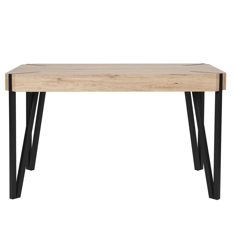 Hardt Metal Base Dining Table, Light Wood/Black