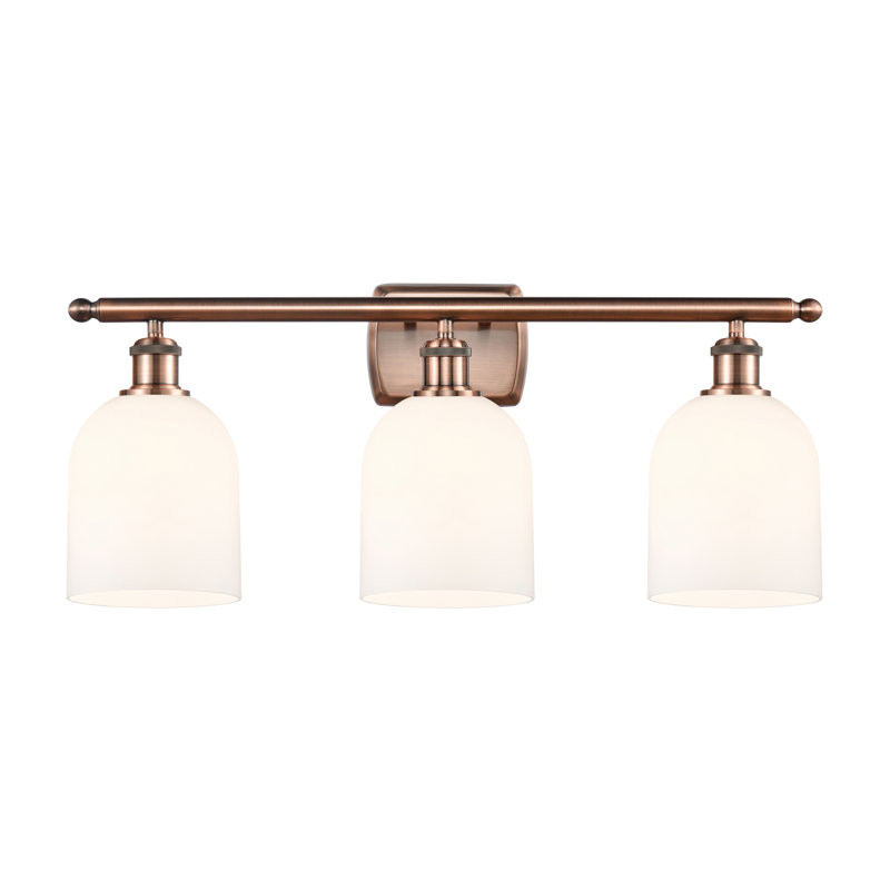 Anacaren 3 - Light Dimmable Vanity Light, Glossy White, Antique Copper