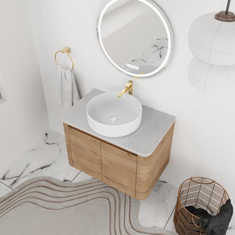 30'' Single Bathroom Floating Vanity With Quartz Top, 30