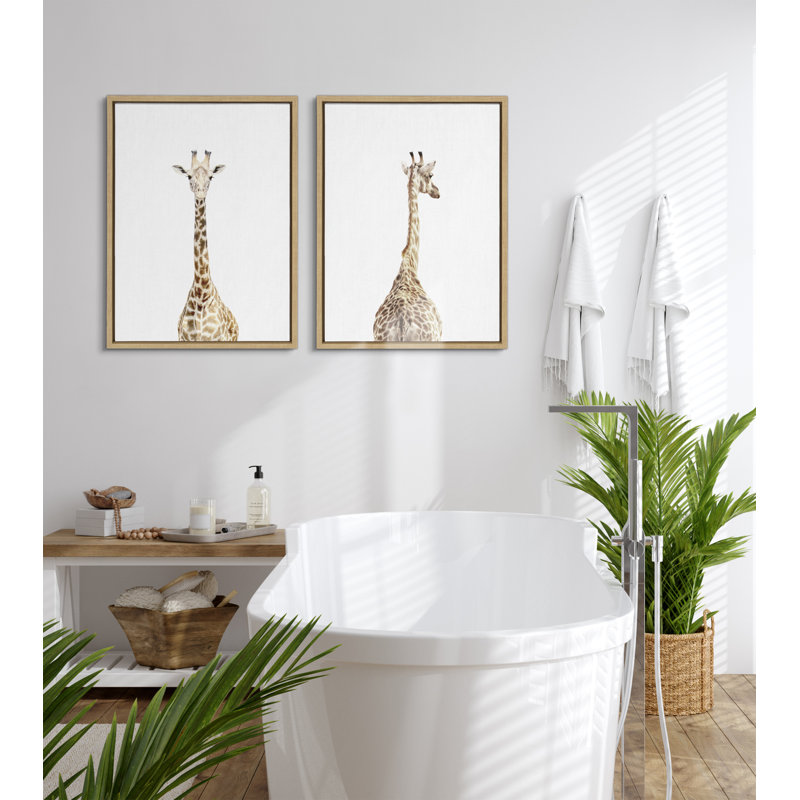 Giraffe Front and Back by Amy Peterson Framed Canvas Wall Art Set