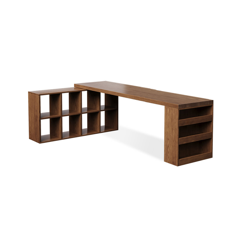 Bureau rectangulaire en bois massif brun noisette, H 29,53 po x l 86,61 po x P 55,12 po