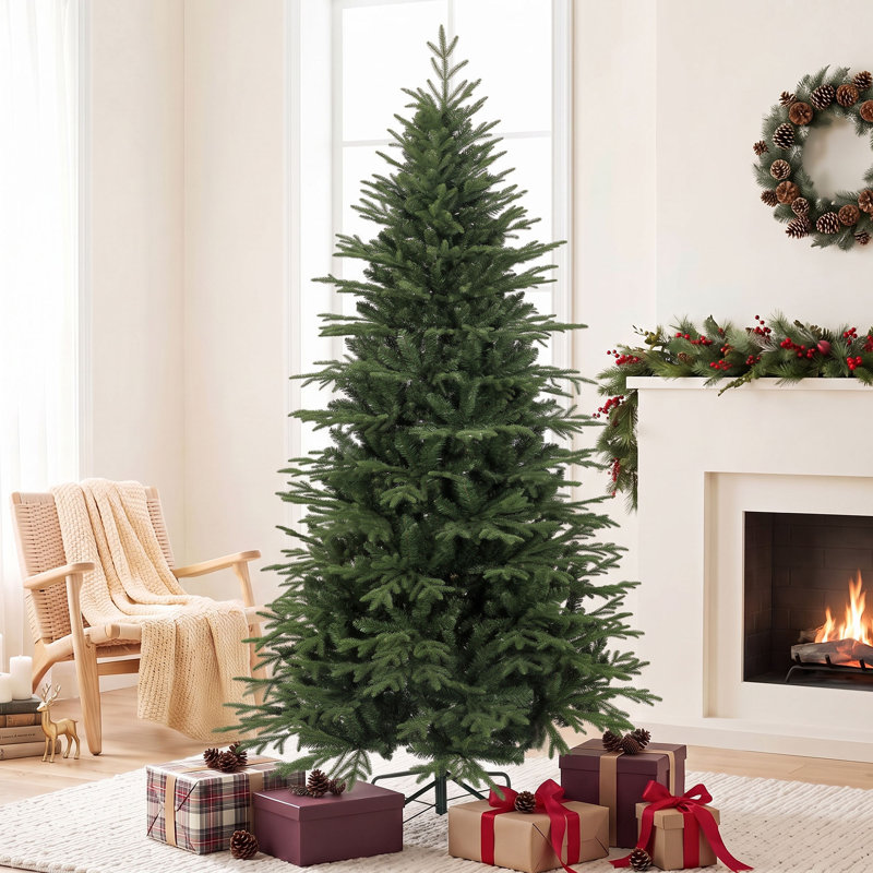 Sapin de Noël artificiel de 2,13 m (7 pi) avec base métallique pliable, vert