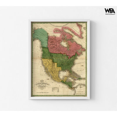 «North America 1826», carte antique du Continent américain, ancienne carte du Canada, affiche de carte antique des États-Unis, impression de décoration murale rustique américain