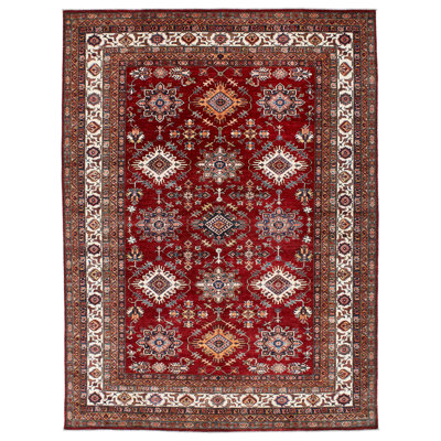 9x12 Red and Ivory Kazak Tribal Rug