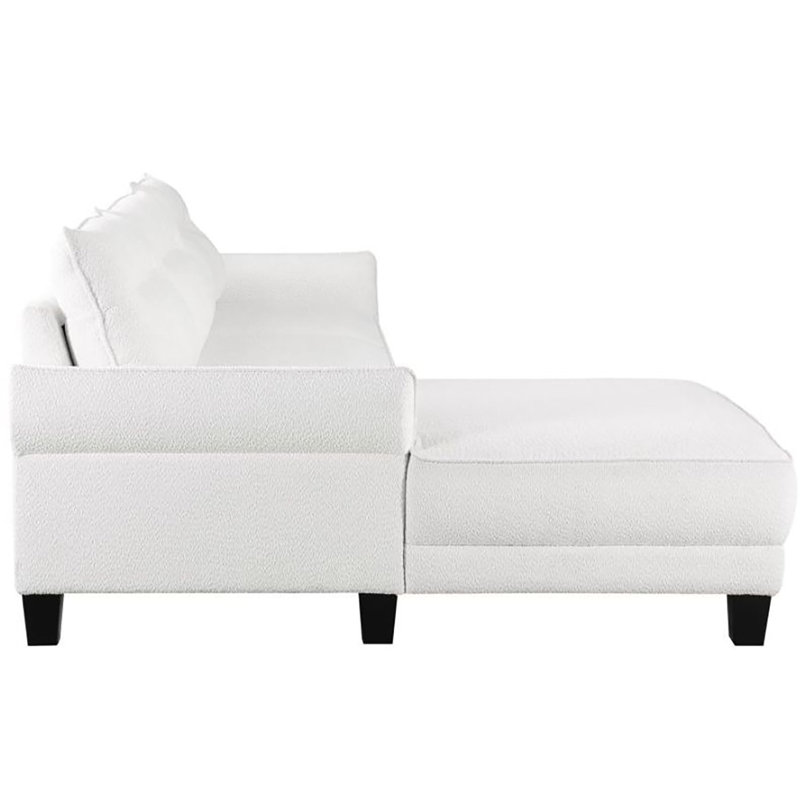 Dedan Upholstered Sectional Left Hand Facing, White 100% Polyester