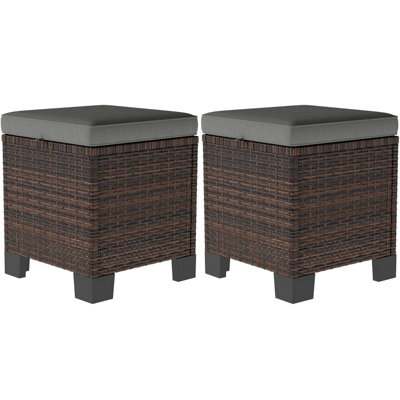 Ottoman Cubes Set Of 2,Wicker Outdoor Ottomans