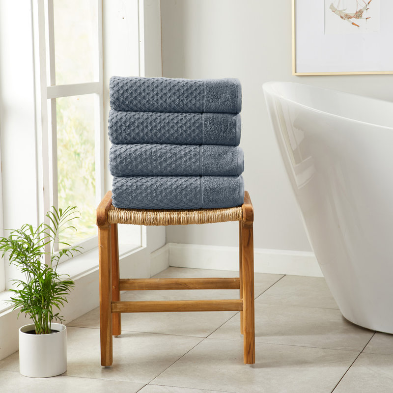 Ensemble de serviettes 100% coton ultra doux et absorbant, Bleu, Serviettes de bain - paquet de 4