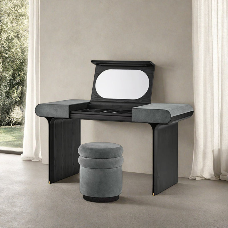High-End Clamshell Dresser, Dark Green/Black