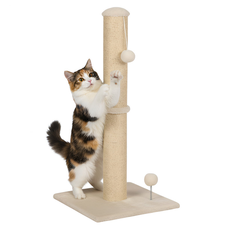 Grattoir pour chat 33 po, H 33,49 po x l 15,76 po x L 15,76 po, Beige