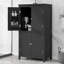 Armoire de rangement pour salle de bain élégante, unité de rangement pour salle de bain, armoire autoportante avec 4 portes, tablettes réglables, tablettes adaptables, noir-347018277