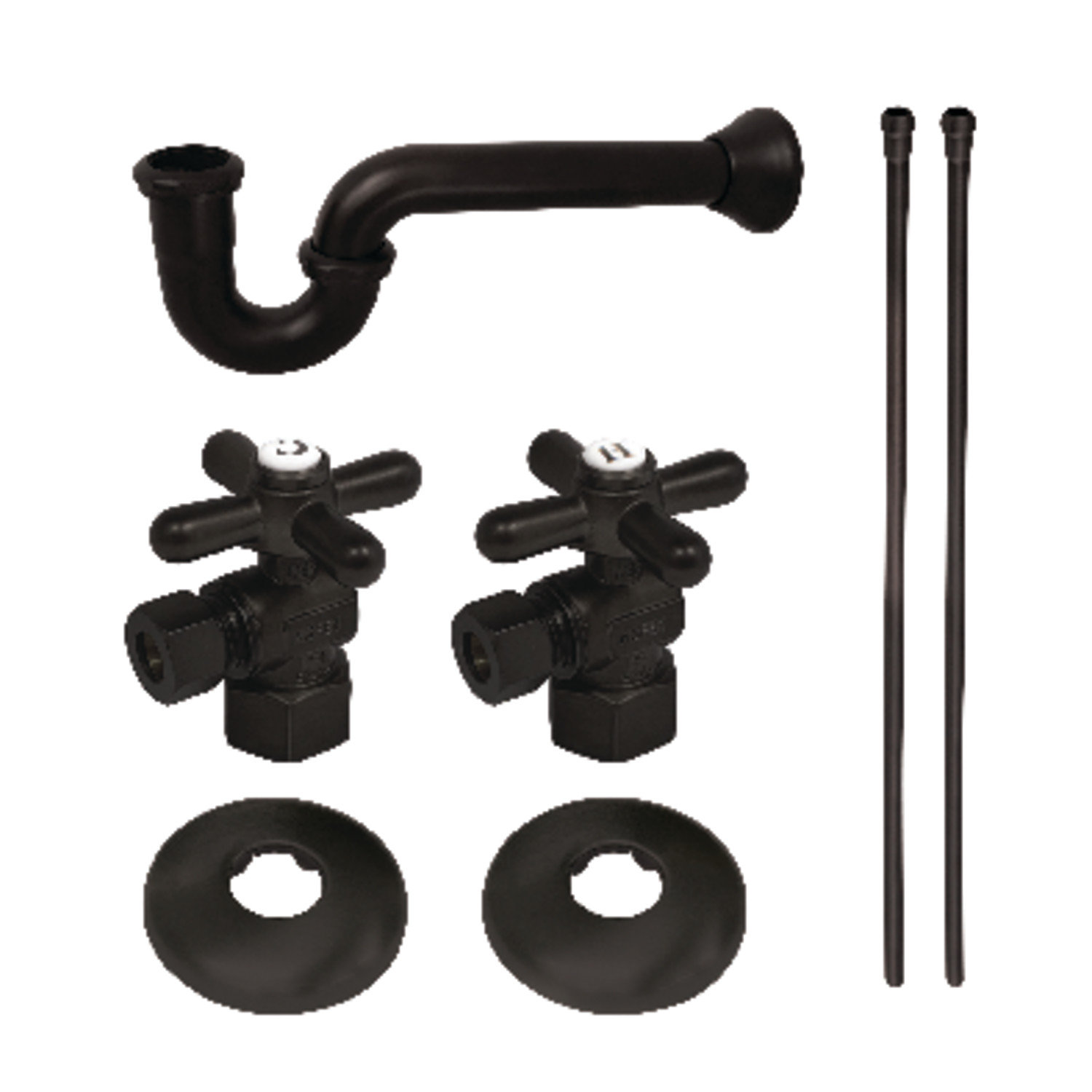 Kingston Brass Gourmet Scape Traditional Plumbing Supply Kit Combo with 1-1/2" P-Trap, Matte Black