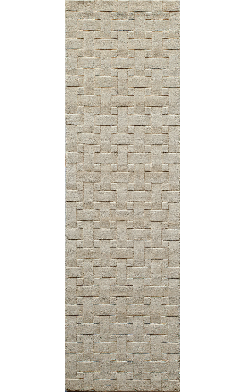 Carissa Ivory Hand-Tufted Geometric Wool Rug, Runner 2'3" x 8'
