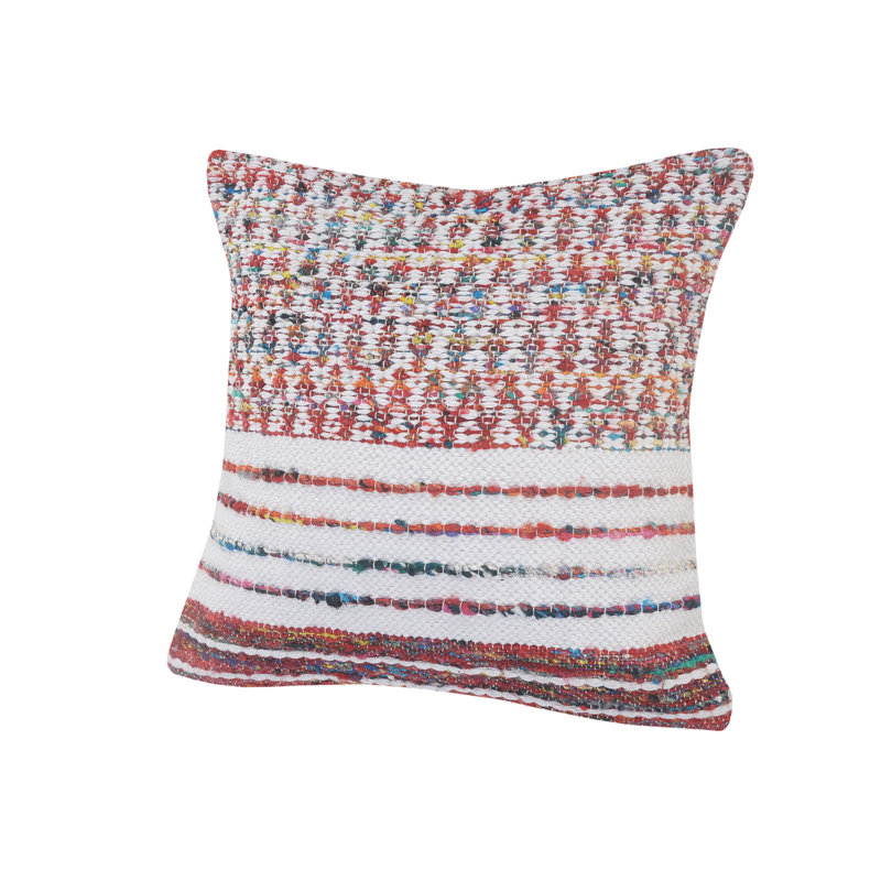 Oreiller carré en mélange de coton rayé tissé à la main Square_Ox Bay, Polyester