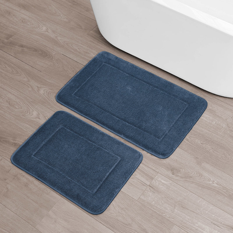 Wayfair Basics® Inglestone Common Terry Bath Rug Set (2 Piece Set), 17"  x 24"  / 20"  x 32" , Navy