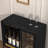 Modern Coffee Bar Cabinet with Wine Glass Rack and Storage Drawer-1137839380