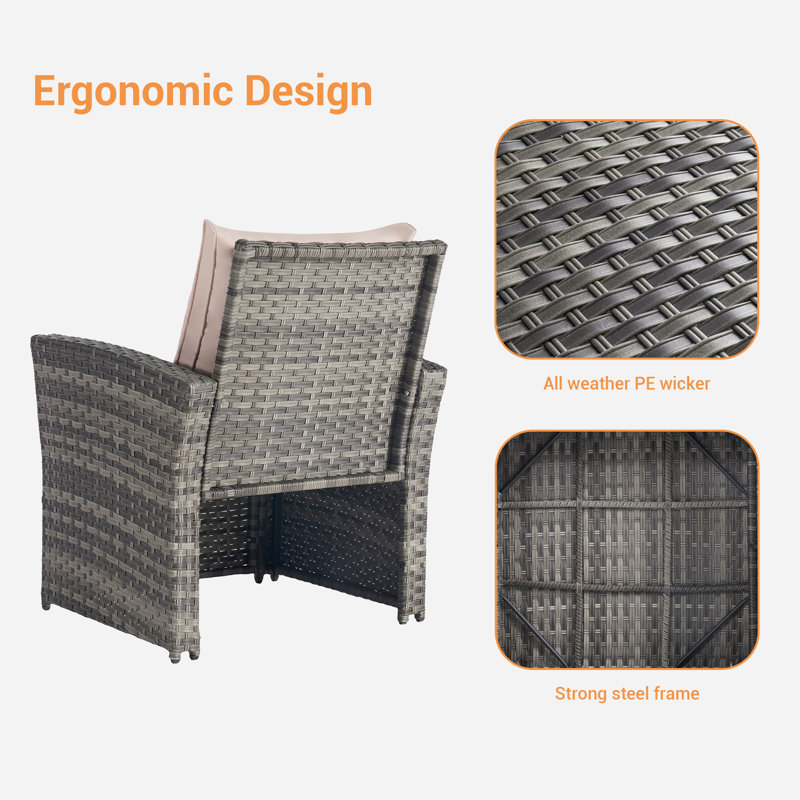 Wicker 4 - Person Patio Conversation Set, Sand