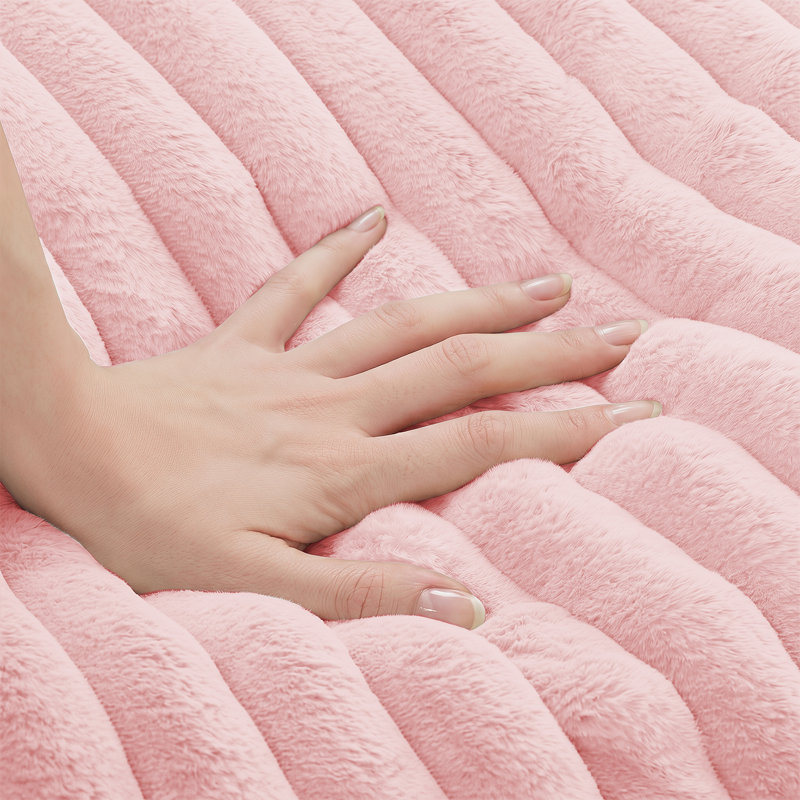 Grand fauteuil à billes en velours côtelé avec repose-pieds en mousse à mémoire de forme, Mélange de polyester rose