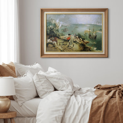 Bruegel Seaside Landscape Artwork, Classic Entryway Pictures, Framed Canvas Giclee Print Wall Art.
