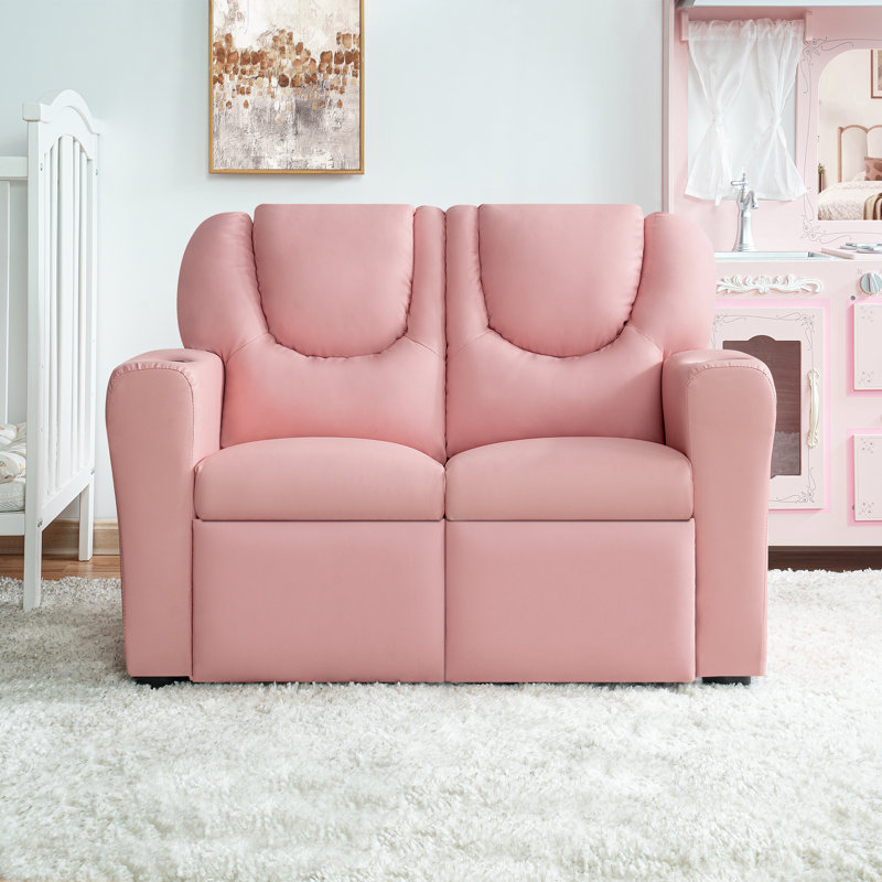 Kids Recliner Loveseat – Spacious Kids Couch and Toddler Chair with Cup Holders, Adjustable Footrest, and Push-Back Reclining
