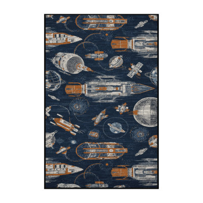 Machine Washable Transportation Gray Area Rug