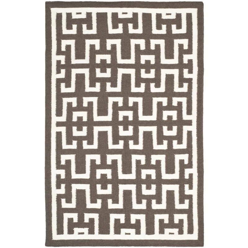 Feliciano Geometric Wool Hand Woven Area Rug, Rectangle 183 x 274 cm