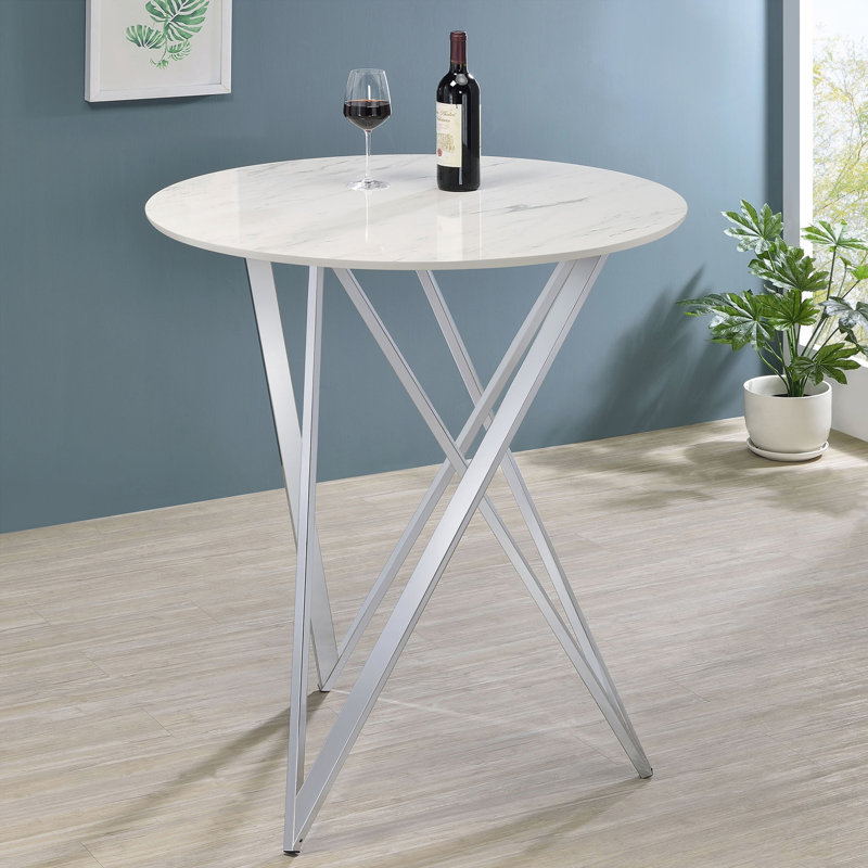 Table de bar blanche et chromée