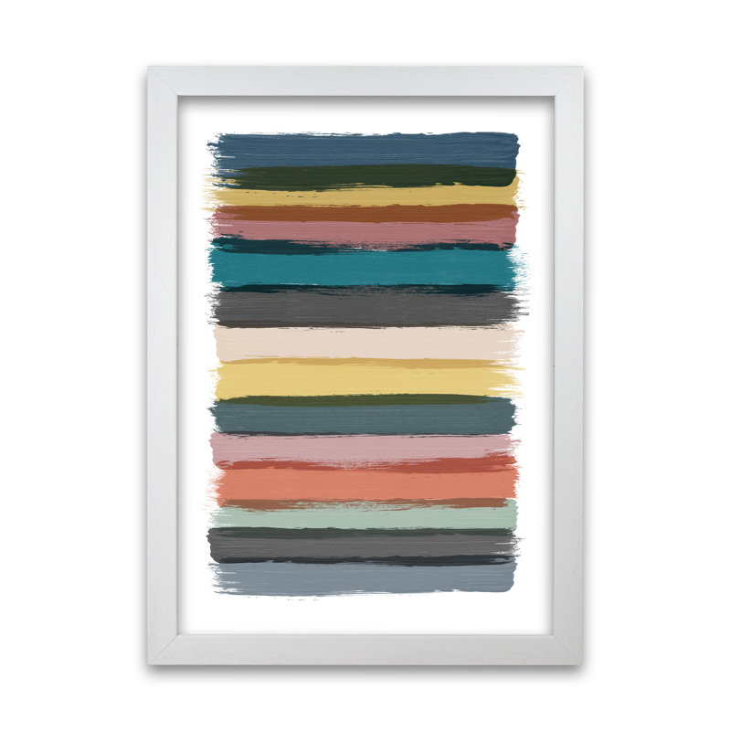 Multicolour Brush Strokes Original - Print, White Frame, 30cm H x 21cm W x 3cm D