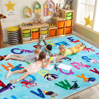 Classroom Rug Alphabet Kids Rugs for Playroom Nursery Bedroom