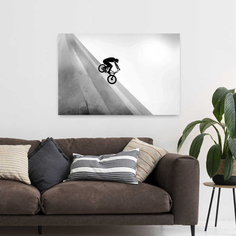 Art mural contemporain motard, H 32 po x l 48 po