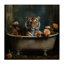 Tigre dans une baignoire florale sur toile par Lazar Studio