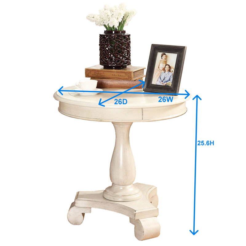 Table d'appoint en bois avec finition champagne - pratique et élégante, 26 po de diamètre d'aspect élégant,