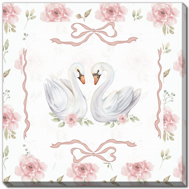 Swans 2, art mural sur toile, H 24 po x l 24 po