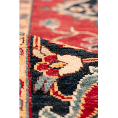 Serapi Hand-Knotted Red/Navy Wool Area Rug