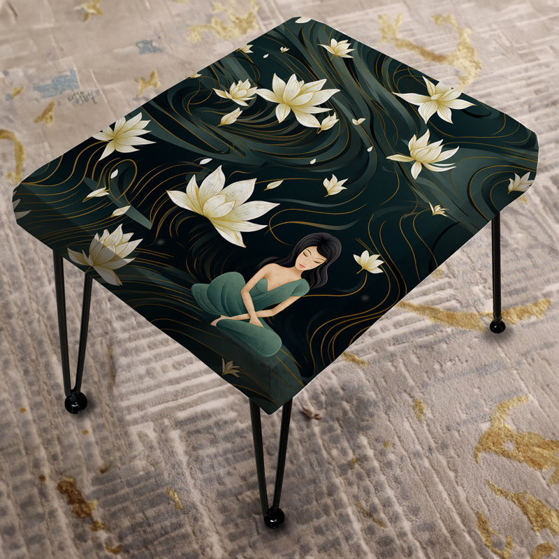 Mindful Retreat Yoga Oasis Zen - Floral Rectangle Ottoman