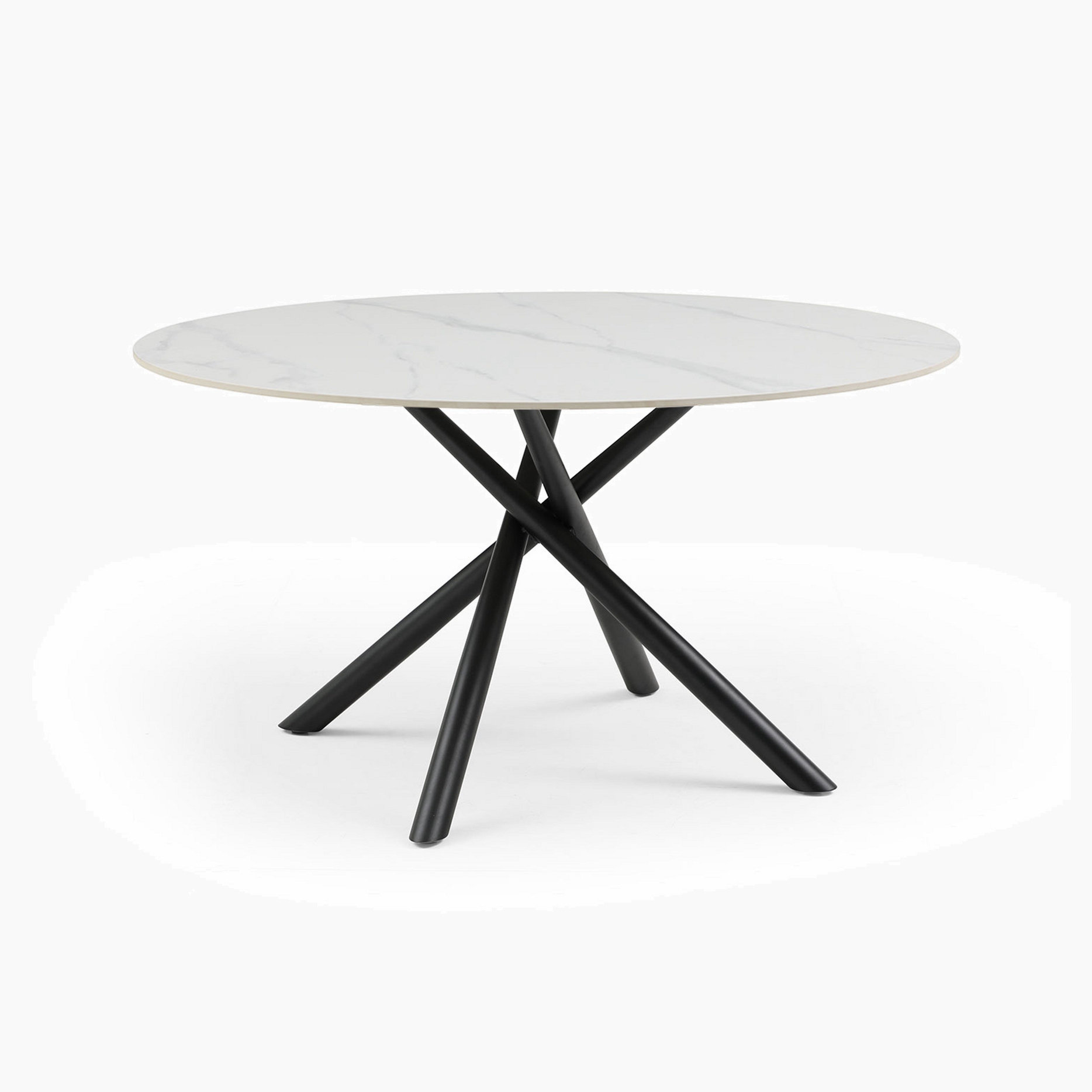 Corrigan Studio® Modern Round Dining Table White Sintered Stone ...