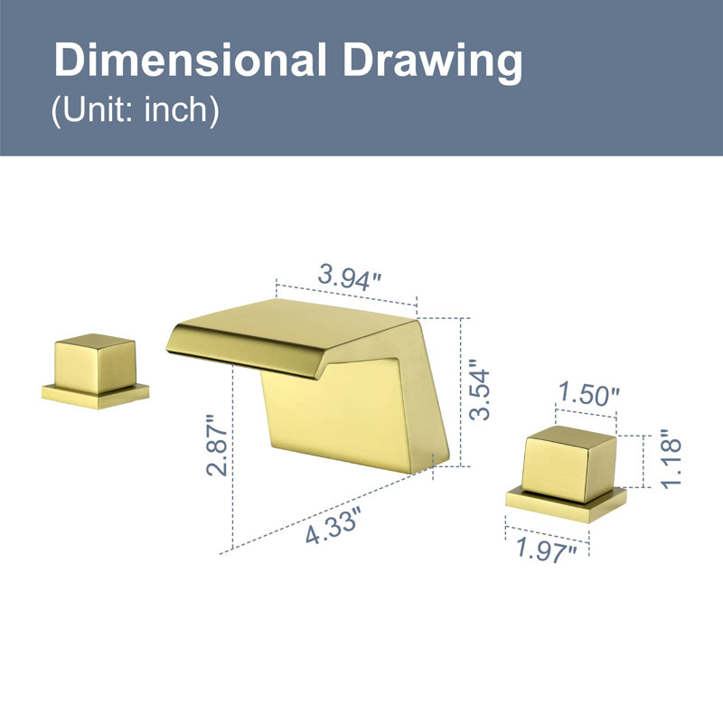 Widespread 2-handle Bathroom Faucet, Brushed Gold