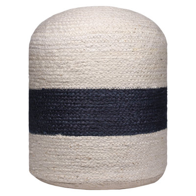 Abdella Coastal Color block Handwoven Jute/Cotton Blend Upholstered Ottoman Pouf