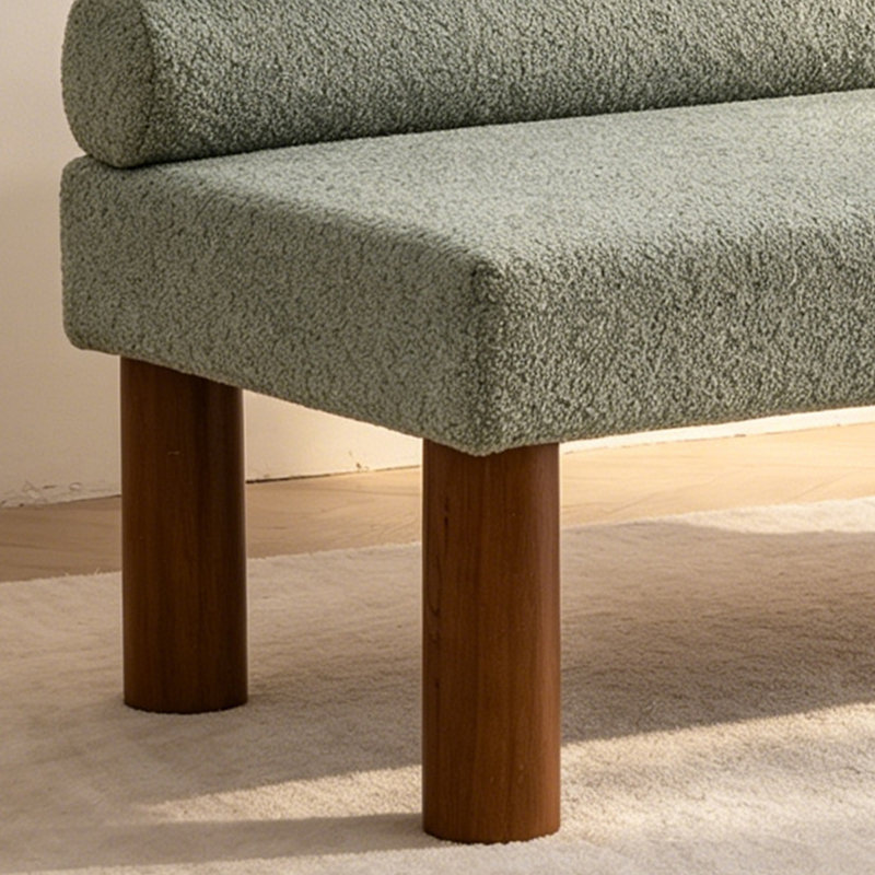 Banc rembourré capitonné Boucle avec pieds en bois massif, Vert