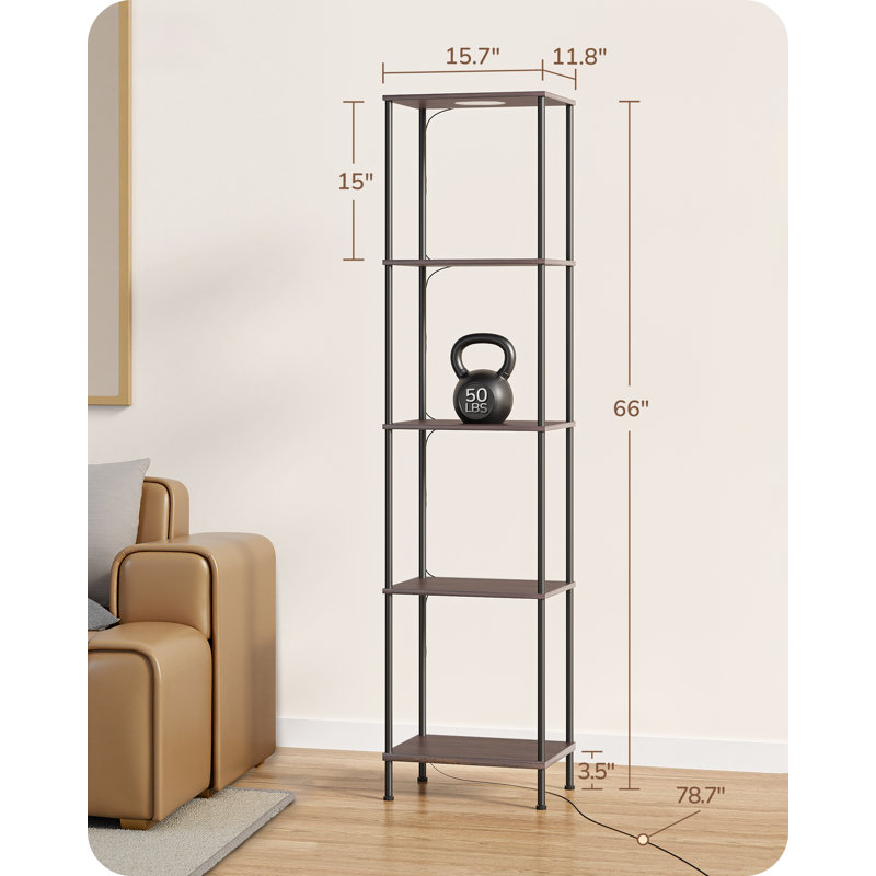 64" Column Dimmable RGBW LED Floor Lamp with Shelves & Remote Control