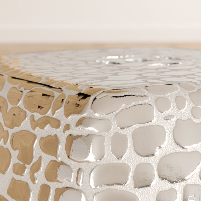 Amelee Ceramic Accent Stool, Silver