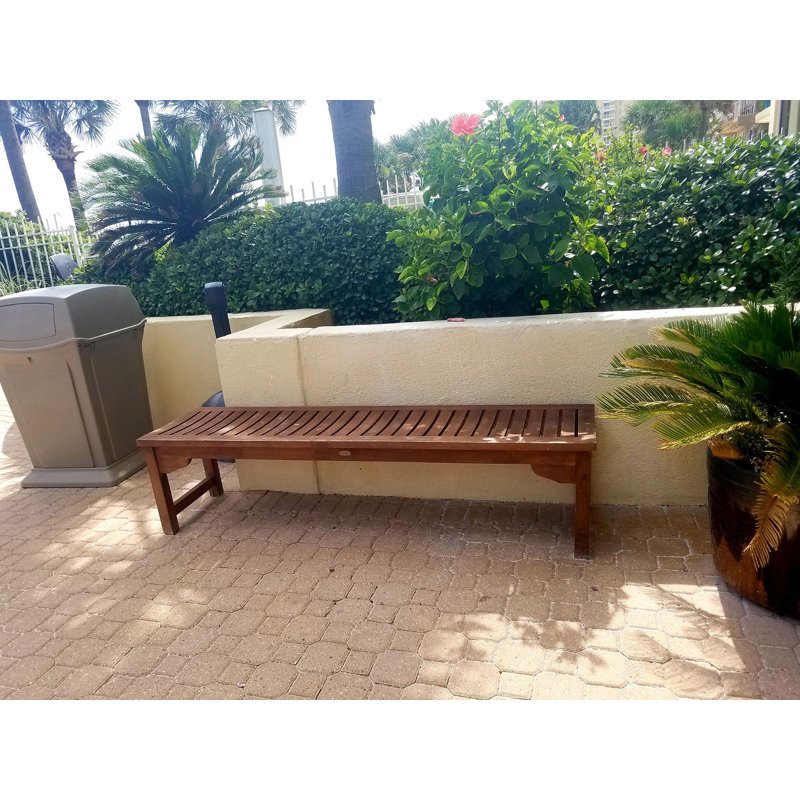 Santa Monica Outdoor Teak Dining Bench, 18" H x 73" W x 20" D