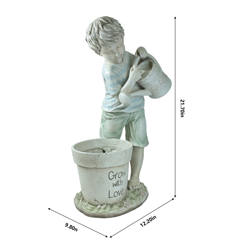 Statue garçon avec pot d'arrosage