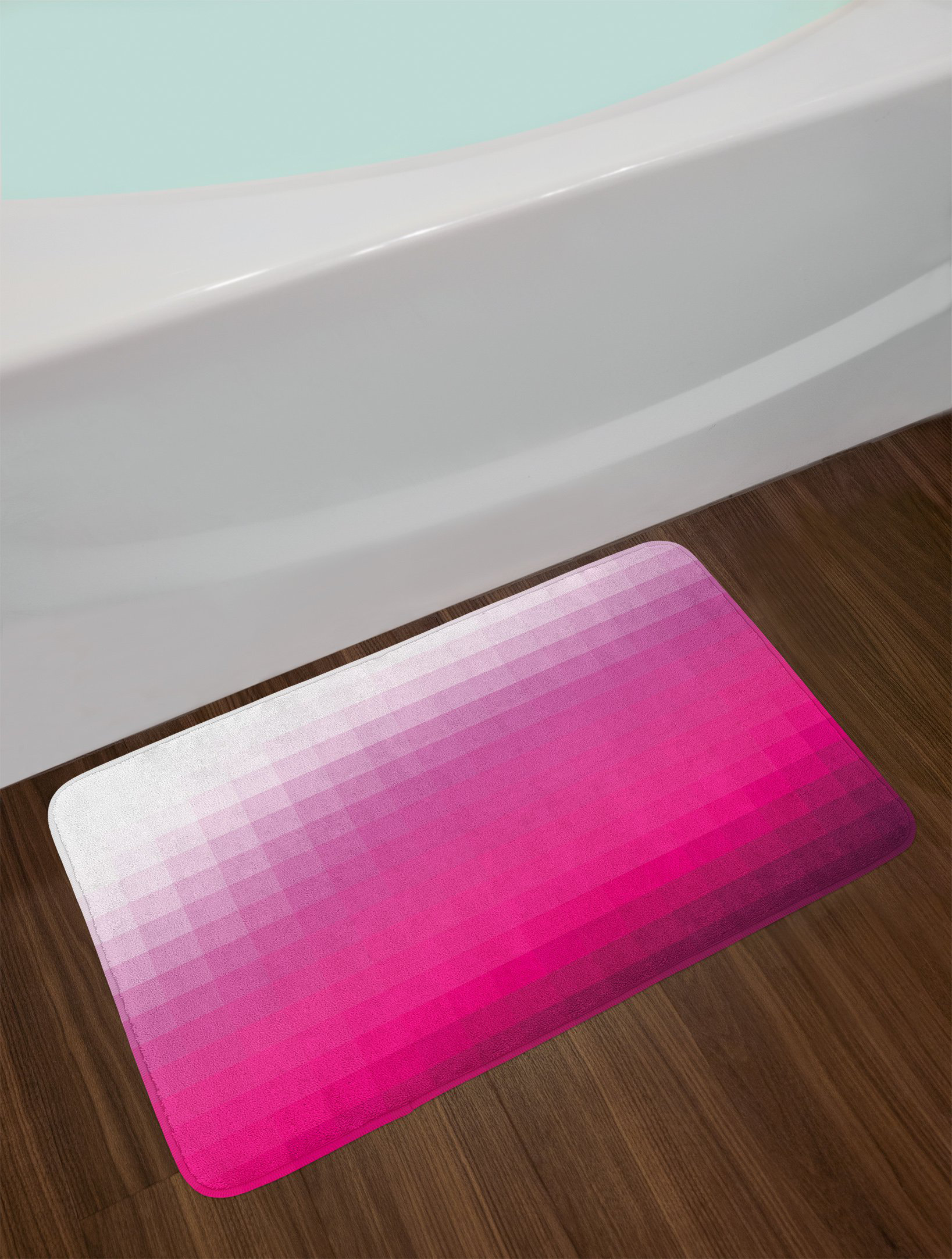 East Urban Home Modern Hot Pink Dark Purple White Hot Pink Bath Rug Wayfair