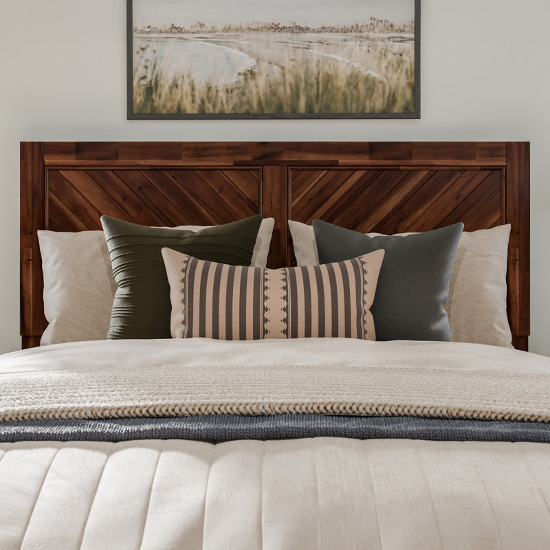 Emmitte Solid Wood Rustic Chevron Headboard, Queen, Barnwood