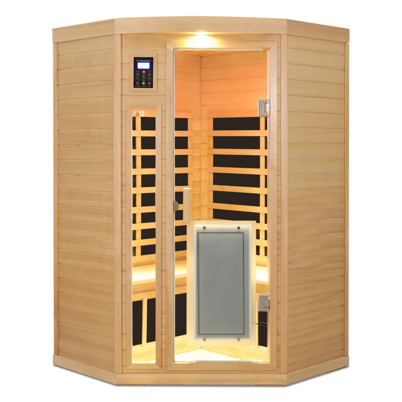 2 Person Pentagon Corner Far‑infrared Indoor Sauna With Heating Plate On Glass Door