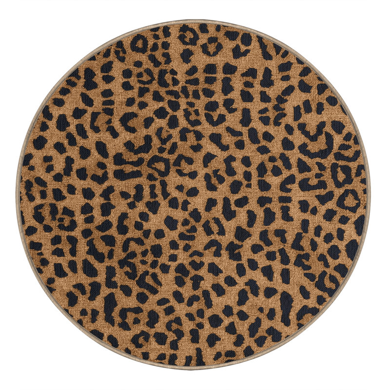 Washable Leopards Big Cats Area Rug, Round 5'
