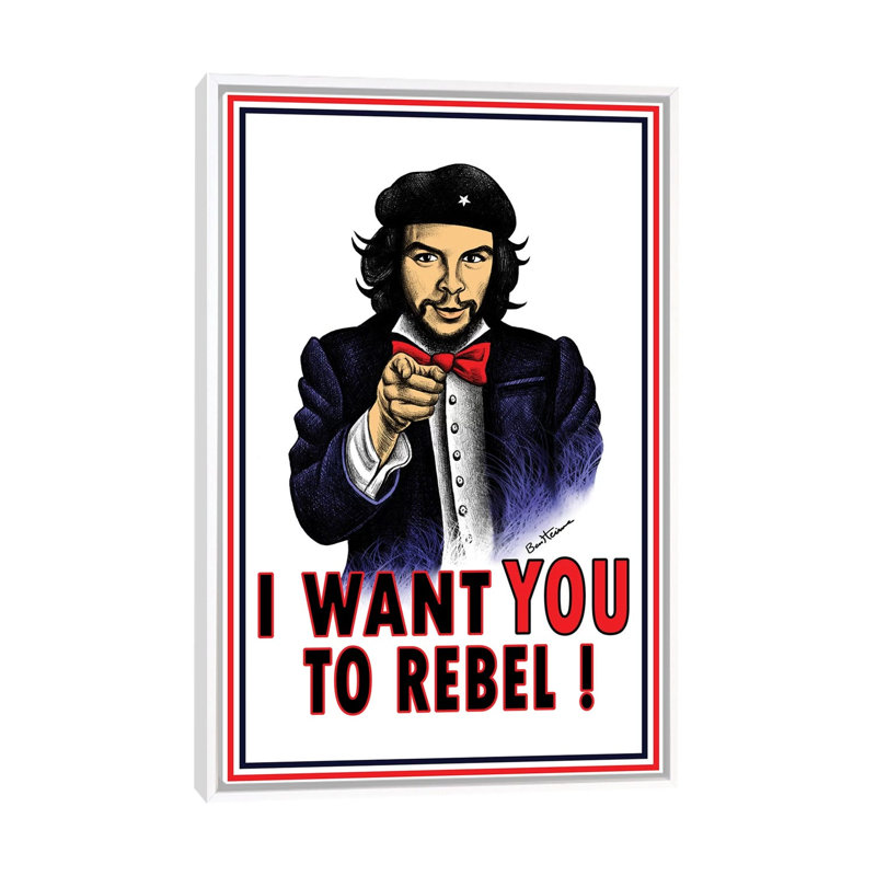 " Che " by Ben Heine, White Framed Canvas, No Mat, 26" H x 18" W x 1.5" D