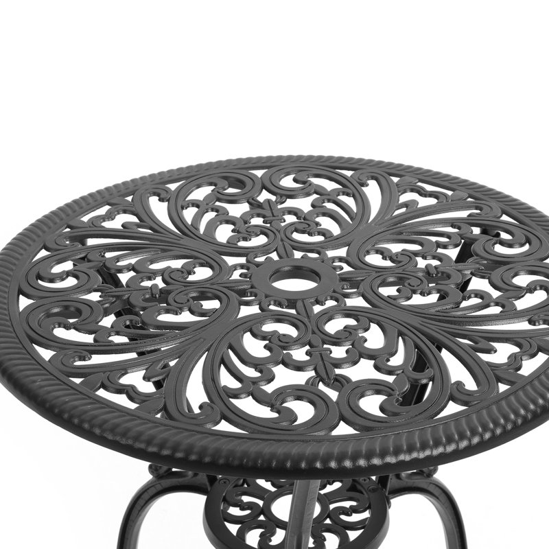 Ensemble bistro d'extérieur 3 pièces en fonte d'aluminium résistant à la rouille Best Choice Products, Noir